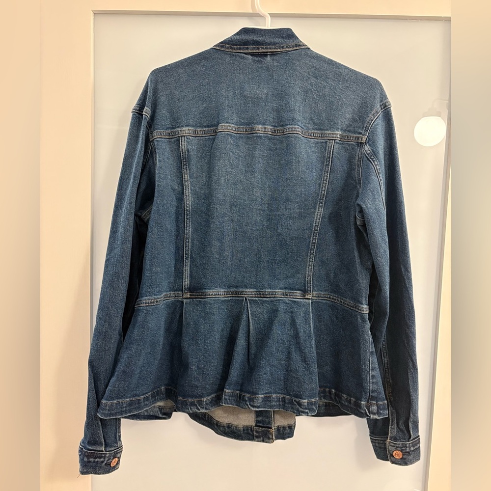 GAP Peplum Denim Jacket, Large Tall - Picture 4 of 4